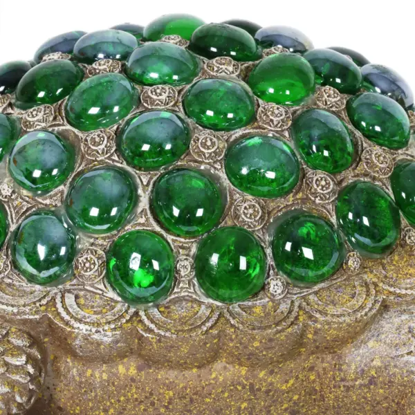 6.85" Glass Beaded Turtle Statue Green - Exhart