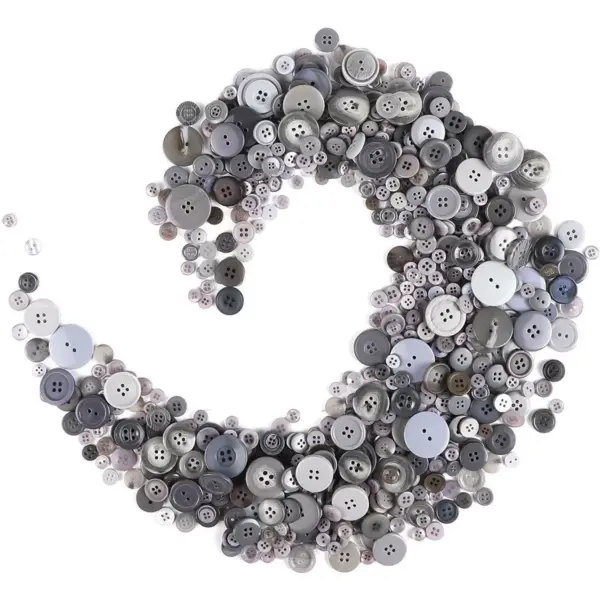 700 Pieces Round Grey Flatback Craft Resin Buttons 0.8-3cm with 4 Holes for DIY Crafts, Sewing and Scrapbooking