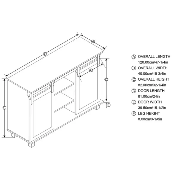 Modern Industrial Storage Cabinet with Sliding Doors Brown - Glitzhome