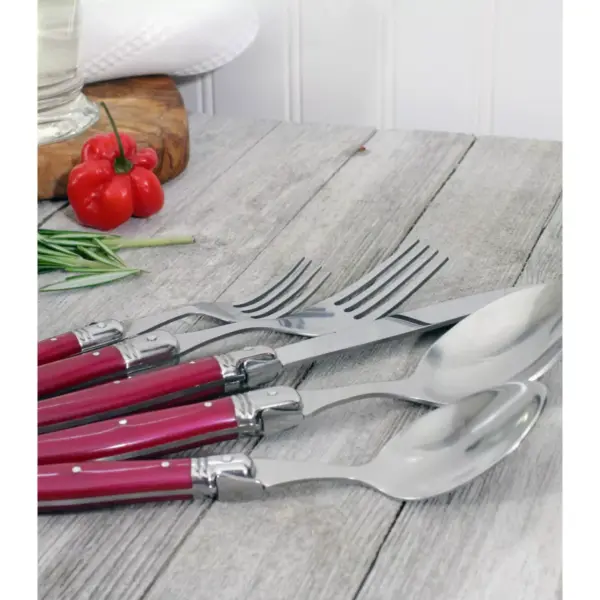 French Home Laguoile 20pc Stainless Steel Silverware Set Red