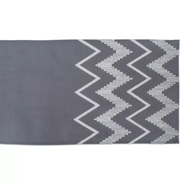 70" x 14" Polyester Embroidered Chevron Table Runner Gray - Design Imports