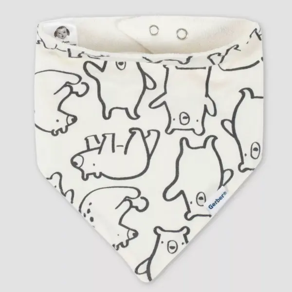 Gerber Baby Boys' 4pk Bear Bandana Bib - Cream/Gray