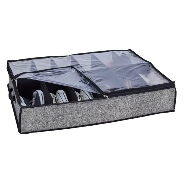 Simplify 12 Pair Under the Bed Shoe Storage Box Black