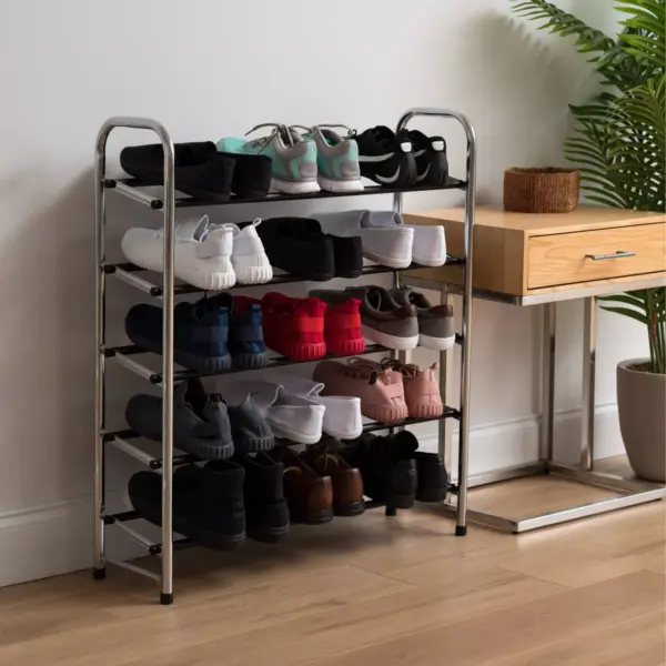 IRIS 5 Tier Supreme Metal Shoe Rack Silver