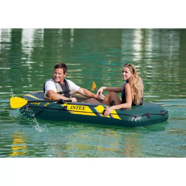 Intex Seahawk 2 Inflatable Raft Set and 2 Transom Mount 8 Speed Trolling Motors