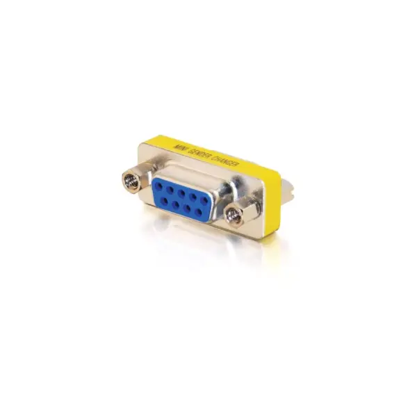 C2G DB9 F/F Mini Gender Changer (Coupler) - 1 x DB-9 Female Serial - 1 x DB-9 Female Serial - Silver, Yellow