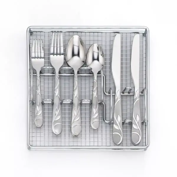 41pc Stainless Steel Zehira Frost Silverware Set - Cambridge Silversmiths