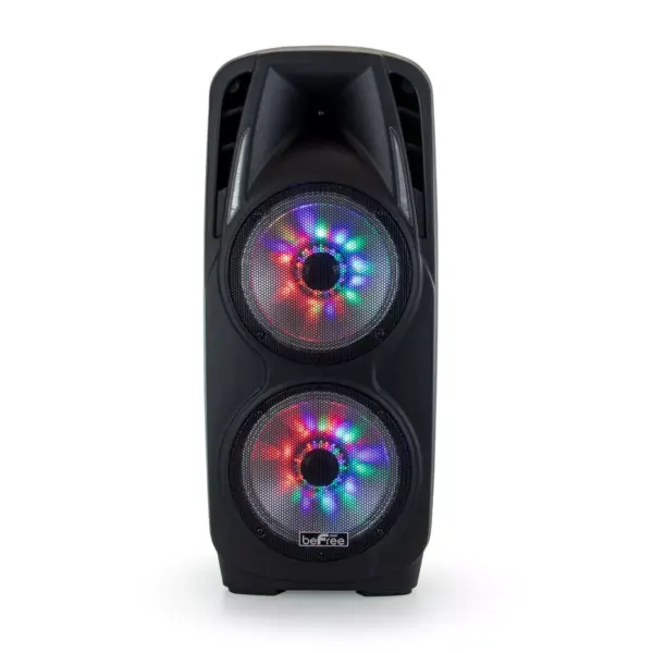 beFree Sound Double 10in Subwoofer Portable Bluetooth Party PA Speaker