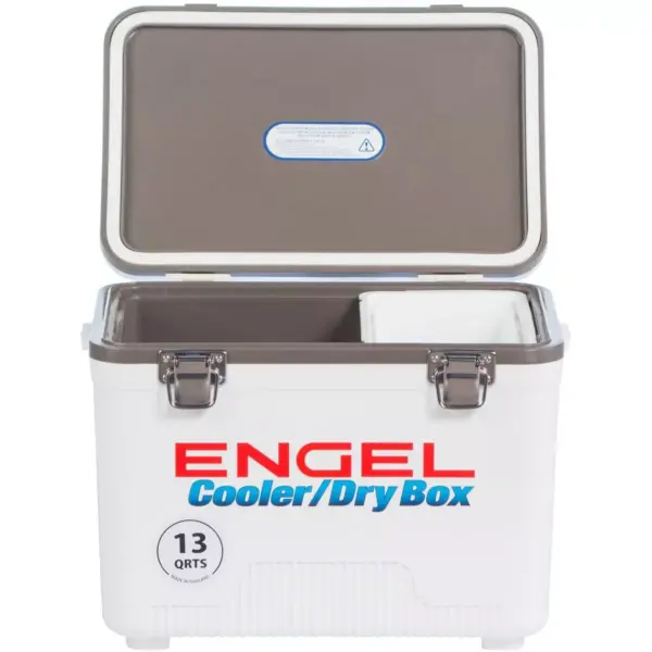 Engel 13 Quart Compact Durable Ultimate Leak Proof Outdoor Dry Box Cooler in White with Stain and Odor-Resistant Surface for 18 Cans or 12 lbs of Ice