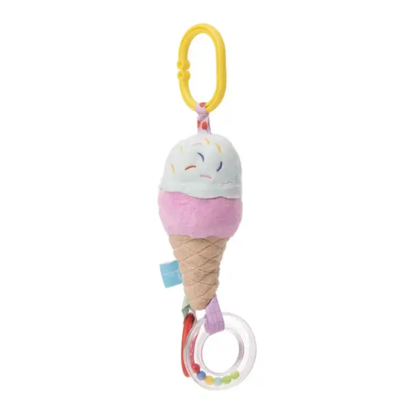 Manhattan Toy Cherry Blossom Days Ice Cream Cone Travel Toy with Rattle Ring, Cone Rattle and Textured BPA Free Teether