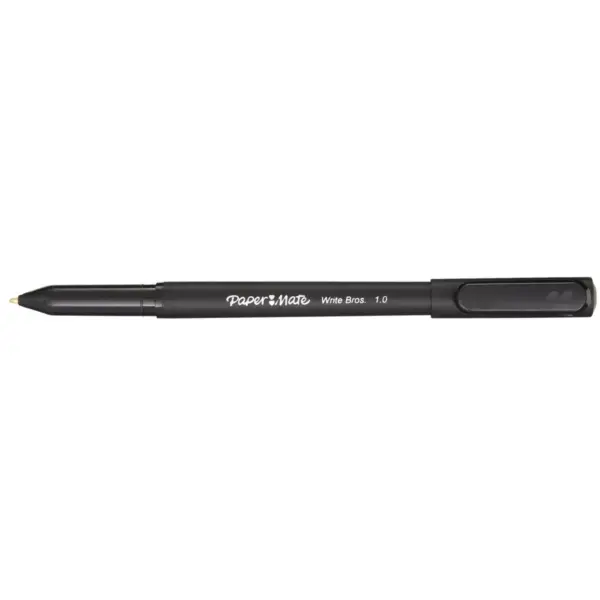 Paper Mate Write Bros. Ballpoint Stick Pen, 1.0 mm Medium Tip, Black Ink/Barrel, pk of 60