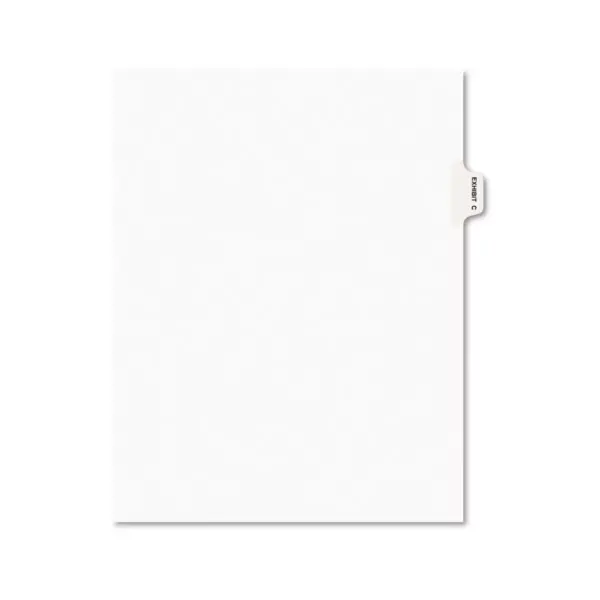 Avery-Style Preprinted Legal Side Tab Divider Exhibit C Letter White 25/Pack 01373