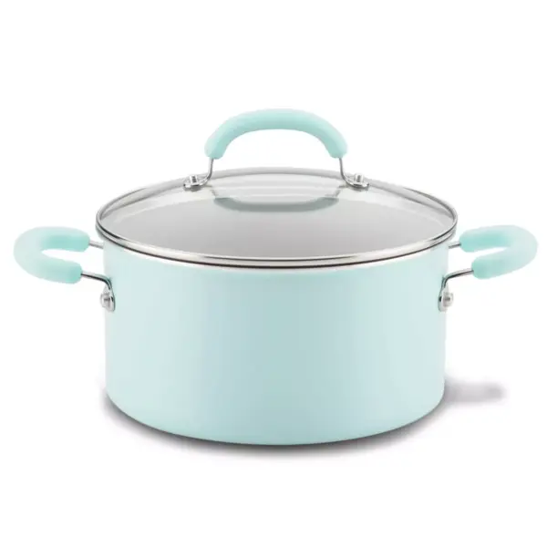 Rachael Ray Create Delicious 6qt Aluminum Nonstick Stock Pot with Lid Light Blue