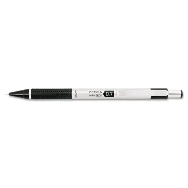 Zebra M-301 Mechanical Pencil 0.7 mm Stainless Steel w/Black Accents Barrel 54310