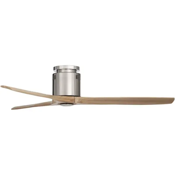 52" Casa Vieja Modern Hugger Ceiling Fan with Remote Brushed Nickel Natural Wood Carved Blades for Living Room Kitchen Bedroom