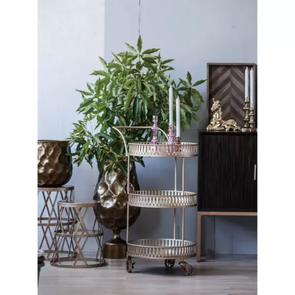 Urban Vogue Round Bar Cart Gold - A&B Home