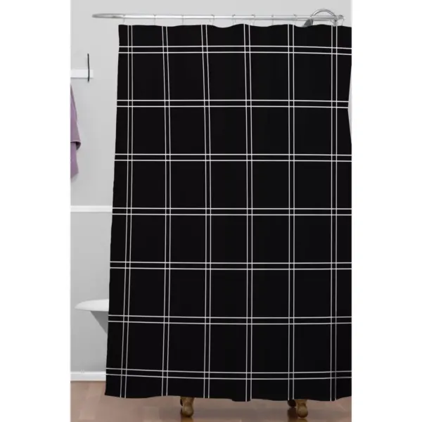 Kelly Haines Minimal Check Shower Curtain Black/White - Deny Designs