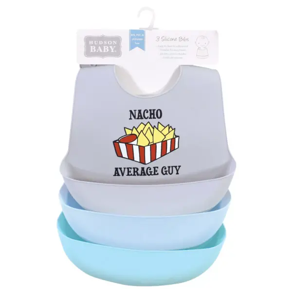 Hudson Baby Infant Boy Silicone Bibs 3pk, Fast Food, One Size