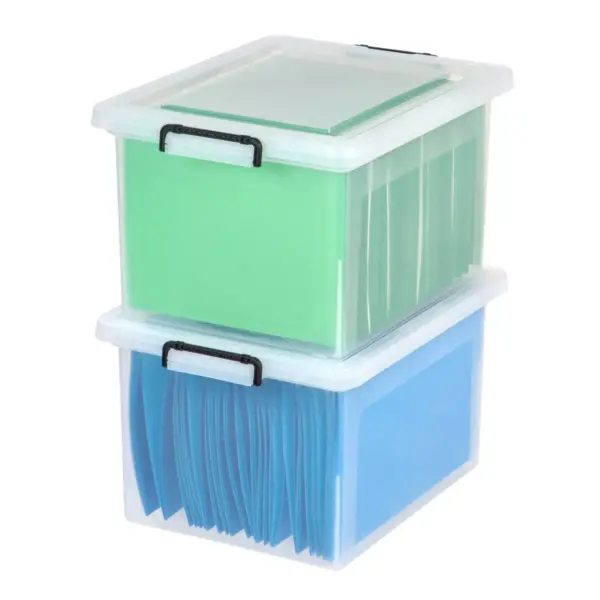 IRIS Letter and Legal Size File Box with Buckle Clear