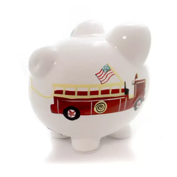 Bank 7.75" Firetruck Piggy Bank Hose Hydrant Ladder  -  Decorative Banks