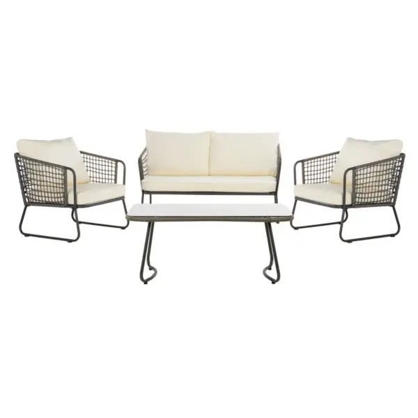 Benjin 4pc Living Set - Gray/White - Safavieh