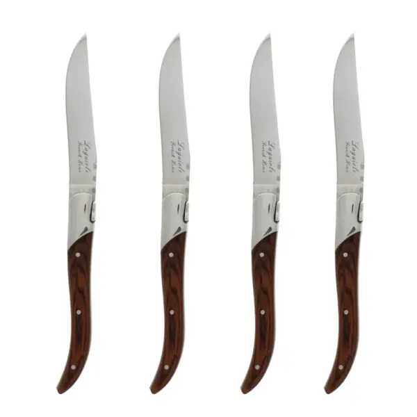 4pk Stainless Steel Laguiole Connoisseur Rosewood Steak Knives Brown - French Home