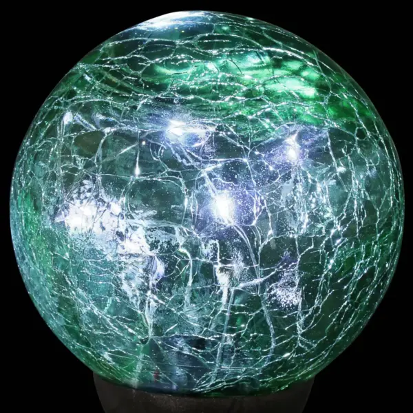 29.5" Crackle Glass Solar Ball and Bead Stake Green - Exhart