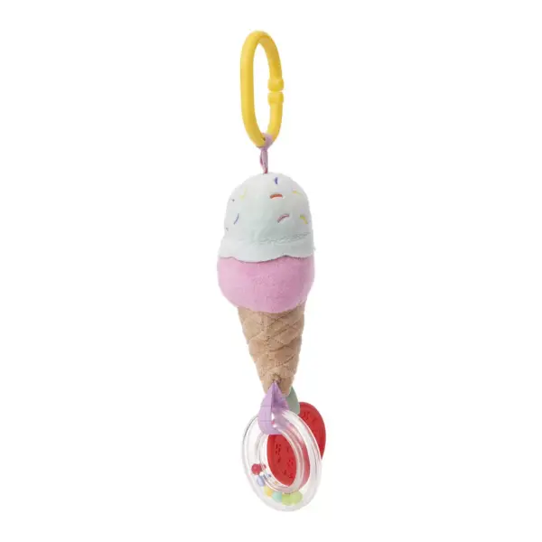 Manhattan Toy Cherry Blossom Days Ice Cream Cone Travel Toy with Rattle Ring, Cone Rattle and Textured BPA Free Teether