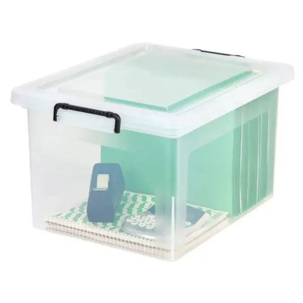 IRIS Letter and Legal Size File Box with Buckle Clear