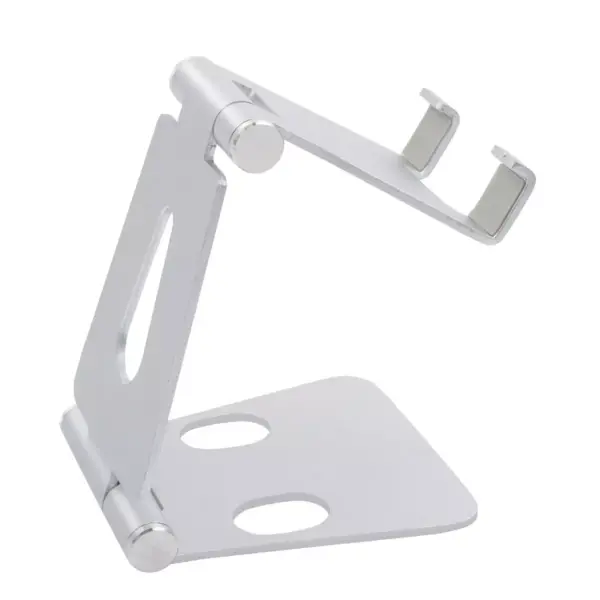 Insten Foldable Adjustable Cell Phone Tablet Stand, Ergonomic Holder, Aluminum made, fits with iPhone, iPad, Switch, 3.5” to 8” devices, Silver