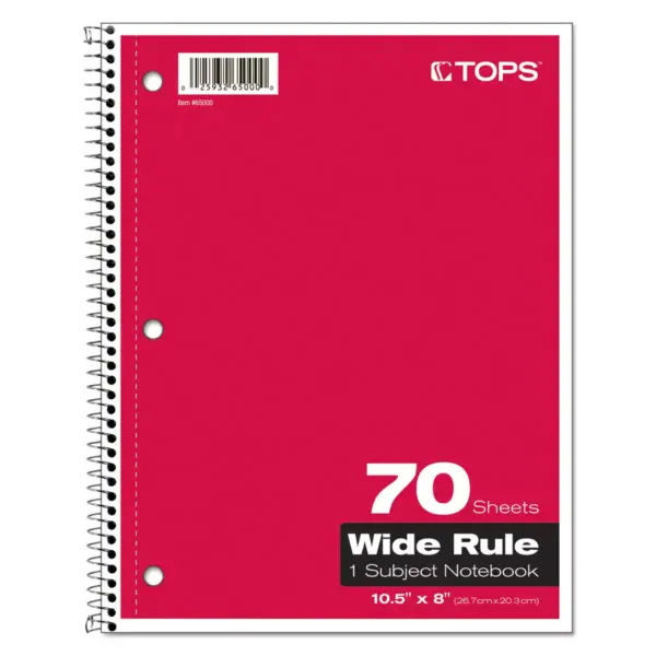 Tops Coil-Lock Wirebound Notebooks Legal/Wide 10 1/2 x 8 White 70 Sheets 65000