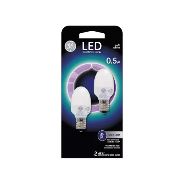 General Electric LED 2w 2pk Nightlight Light Bulb White