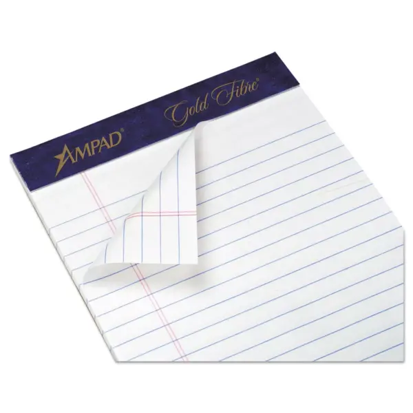 Ampad Gold Fibre Writing Pads Jr. Legal Rule 5 x 8 White 50 Sheets 4/Pack 20018