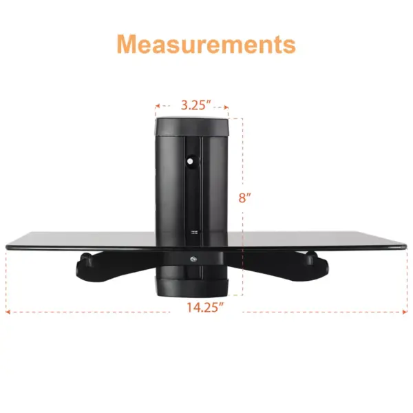 MegaMounts Tempered Glass Single Stud 22 Pound Shelf Wall Mount