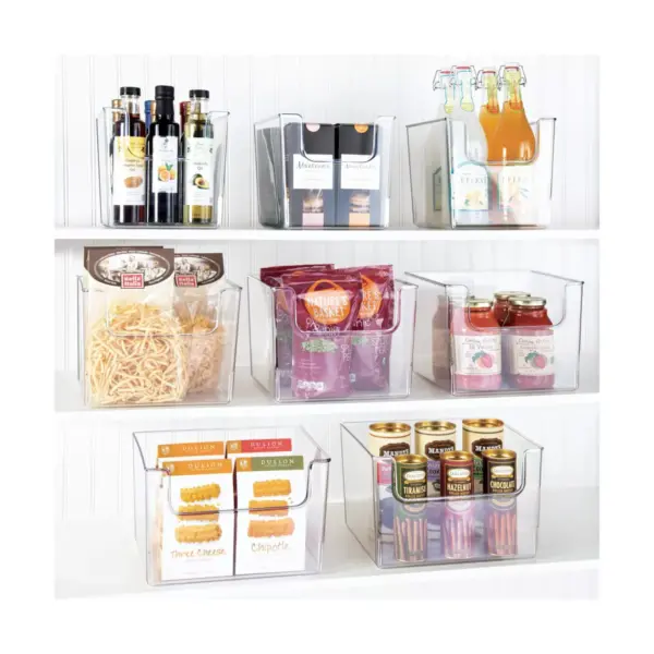 mDesign Plastic Food Storage Organizer Bin for Kitchen, 8" Wide, 6 Pack - Clear