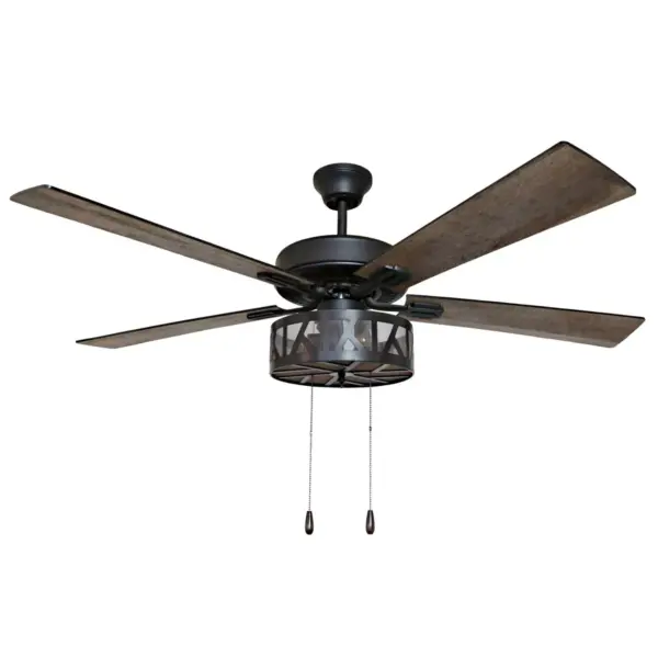 52" 5-Blade LED Zander Urban Industrial Caged Lighted Ceiling Fan - River of Goods