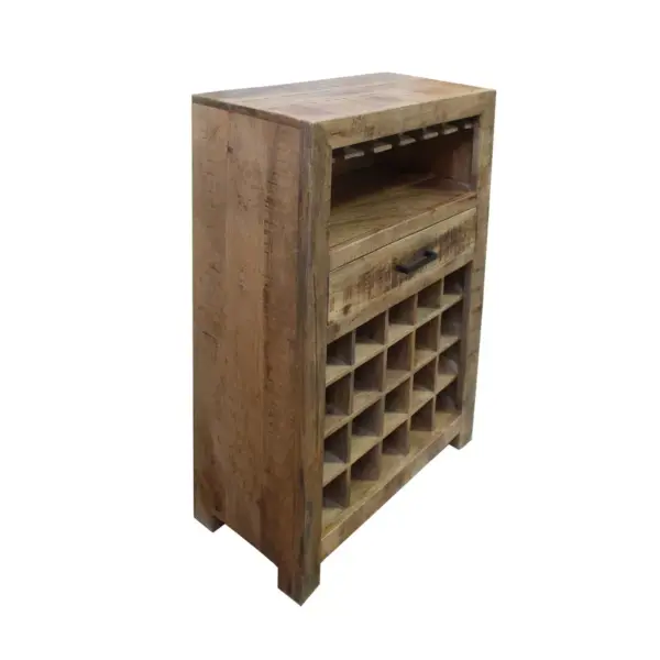 Rustic Style 1 Drawer Wooden Wine Bar Cabinet with Multiple Storage Slots Brown - The Urban Port