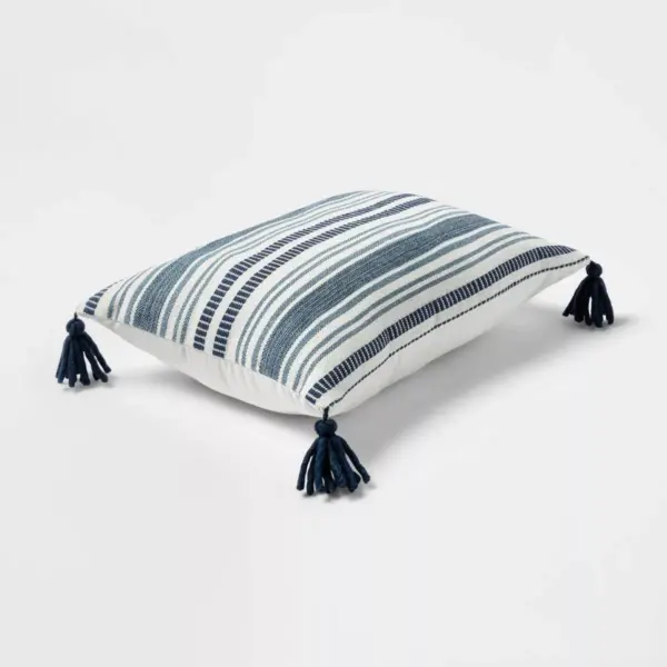 Oblong Stripe Decorative Throw Pillow Cream/Navy - Threshold™