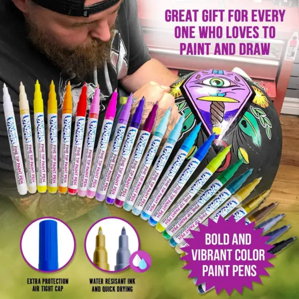 Pintar Art Supply Premium Acrylic Paint 24-Pack Fine Tip Pens