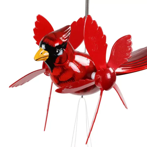 24" Metal Cardinal Spinning Wings Wind Chime Red - Exhart