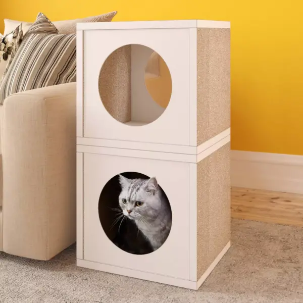 Way Basics Eco Cube Cat Scratcher - S/M - White