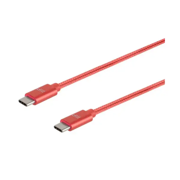 Monoprice USB 2.0 Type-C to Type-C Charge and Sync Nylon-Braid Cable - 6 Feet - Red, Up to 3 Amps/60 Watts - Palette Series