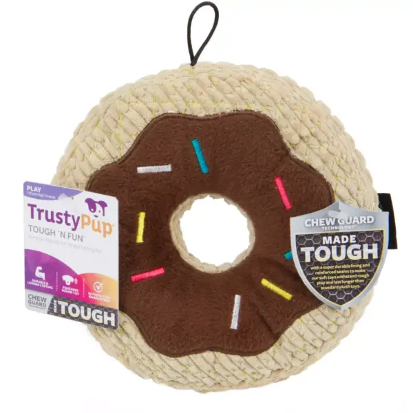 TrustyPup Chocolate Donut Durable Plush Dog - Brown - L