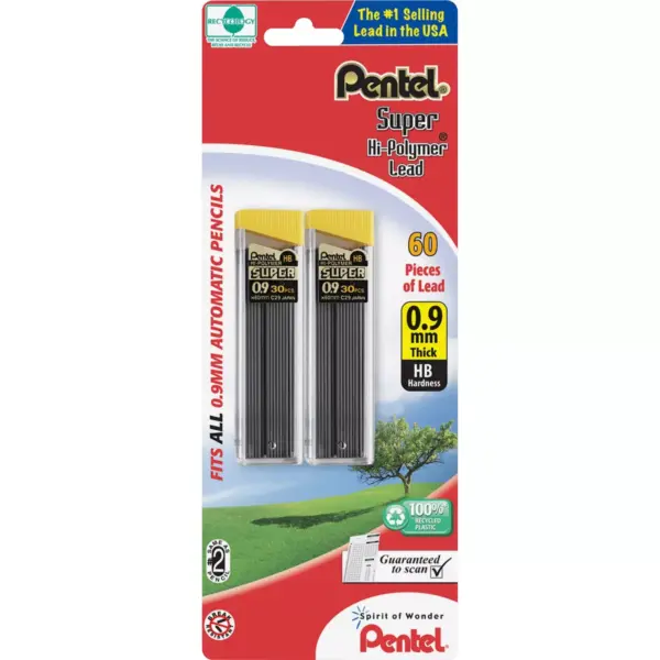 Pentel Hi-Polymer Lead .9mm HB 2/PK Black C29BPHB2