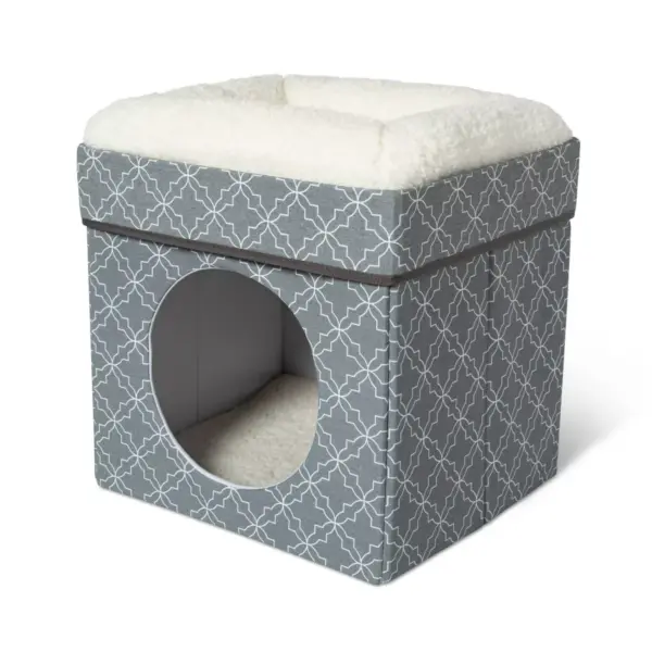 Stackable Cube Cat Condo - Gray Patterned - Boots & Barkley™