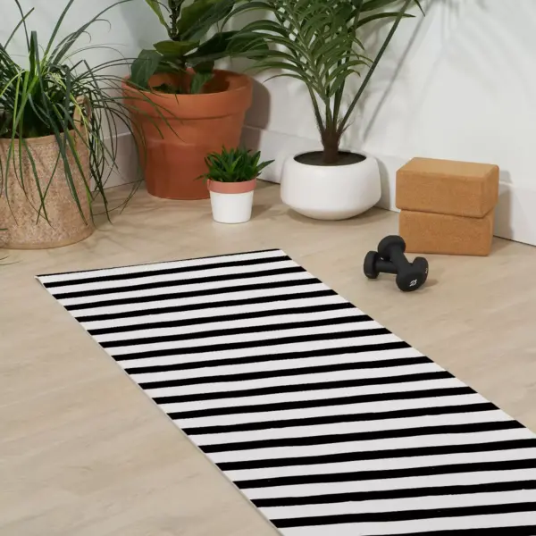 AvenieInk Stripes Black and White (6mm) 24" x 70" Yoga Mat - Society6