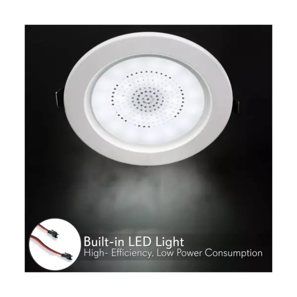 Pyle Audio 3.5 Inch 2 Way 140W Bluetooth Home Flush Mount Ceiling Wall Speakers System and LED Light, Pair, White