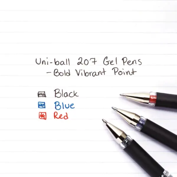 uni-ball 207 Impact Stick Gel Pen, Bold 1mm, Red Ink, Black Barrel 65802