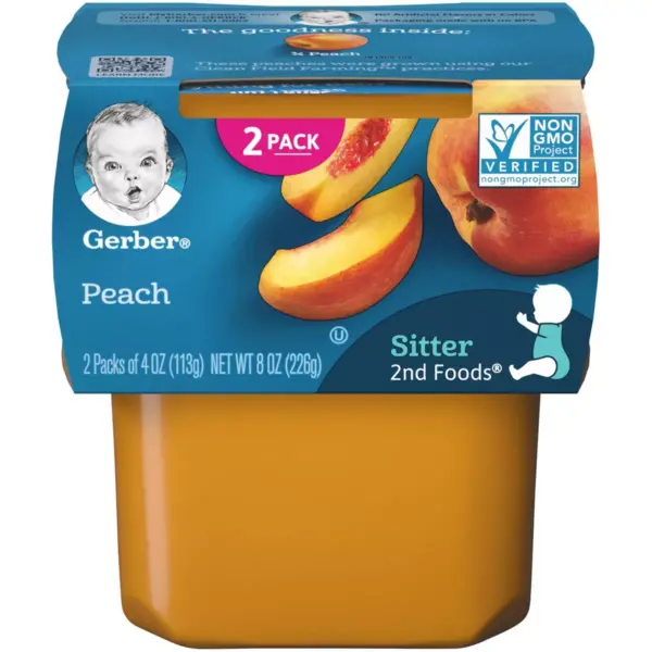 Gerber Sitter 2nd Foods Peach Baby Meals Tubs - 2ct/4oz Each