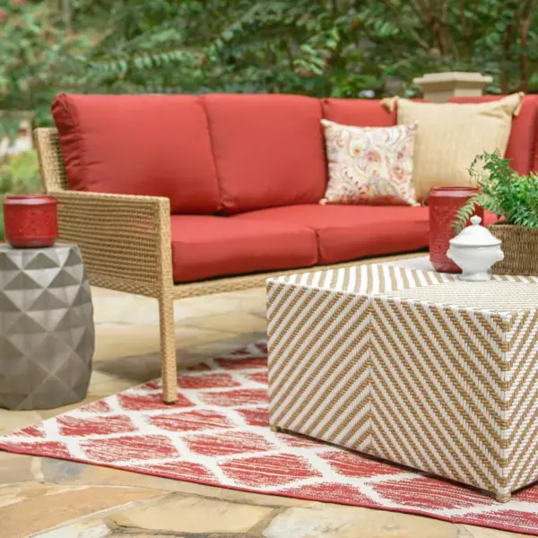 Riviera 5pc Wicker Patio Sectional - Red - Leisure Made